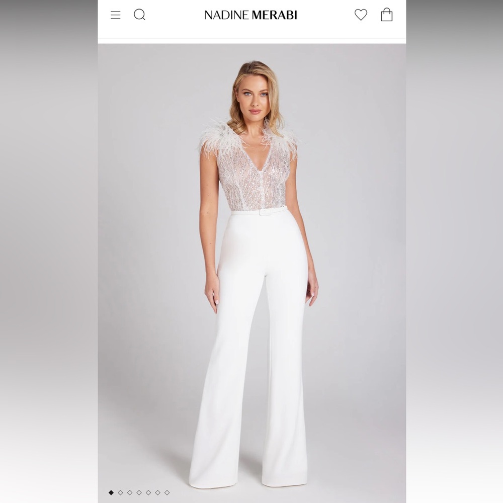 Nadine Merabi jumpsuit. Perfect for wedding, reception, bachelorette, shower.
